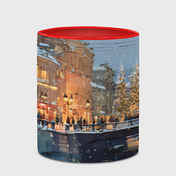 Кружка 3D Снежный вечер в Питере, цвет: 3D-белый + красный — фото 2