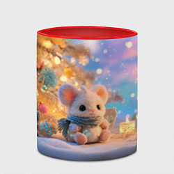 Кружка 3D Новогодняя милая мышка, цвет: 3D-белый + красный — фото 2