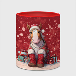 Кружка 3D Лошадка в новогодних сапогах, цвет: 3D-белый + красный — фото 2