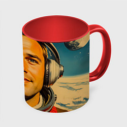 Кружка цветная Космический взгляд в наушниках