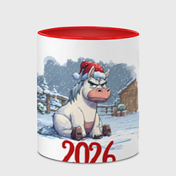 Кружка 3D Сердитая лошадь 2026, цвет: 3D-белый + красный — фото 2