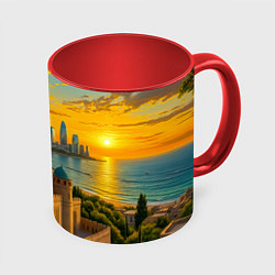 Кружка цветная Баку сплетение эпох на закате