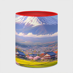 Кружка 3D Сакура у подножия Фудзиямы, цвет: 3D-белый + красный — фото 2