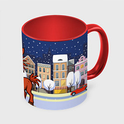 Кружка цветная Веселая красная лошадь 2026