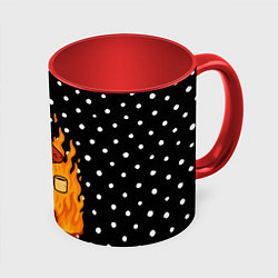 Кружка 3D Красная лошадь в огне с кофе - мем 2026, цвет: 3D-белый + красный