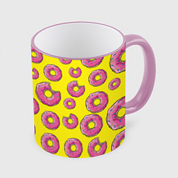 Кружка 3D Пончики Гомера, цвет: 3D-розовый кант