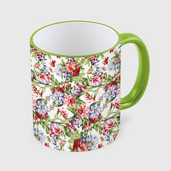 Кружка 3D Цветы, цвет: 3D-светло-зеленый кант