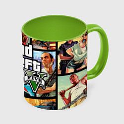 Кружка 3D GTA 5: City Stories, цвет: 3D-белый + светло-зеленый