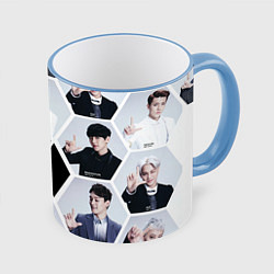 Кружка 3D EXO Boys, цвет: 3D-небесно-голубой кант
