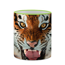 Кружка 3D Взгляд тигра, цвет: 3D-светло-зеленый кант — фото 2