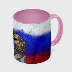 Кружка 3D Русский медведь, цвет: 3D-белый + розовый