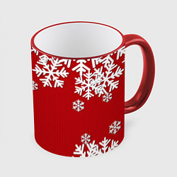Кружка цветная Снежинки