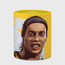 Кружка 3D Ronaldinho Art, цвет: 3D-белый + желтый — фото 2