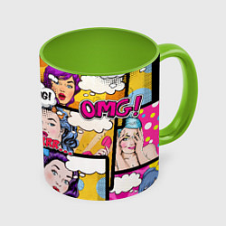 Кружка 3D POP ART, цвет: 3D-белый + светло-зеленый
