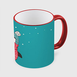 Кружка 3D Пингвинчик, цвет: 3D-красный кант