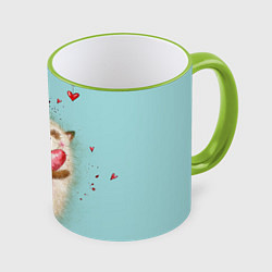 Кружка 3D Котик, цвет: 3D-светло-зеленый кант