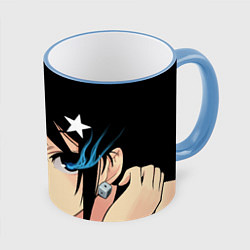 Кружка 3D Black Rock Shooter - глаза Мато Курои, цвет: 3D-небесно-голубой кант