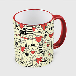 Кружка 3D Любящие котики, цвет: 3D-красный кант