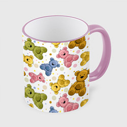 Кружка 3D Любимые медвежата, цвет: 3D-розовый кант