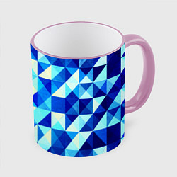 Кружка 3D Синяя геометрия, цвет: 3D-розовый кант