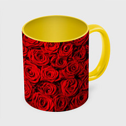 Кружка 3D Красные розы, цвет: 3D-белый + желтый