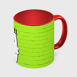 Кружка 3D Кот Симон на стене, цвет: 3D-белый + красный