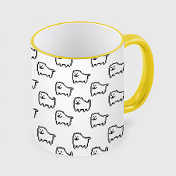 Кружка 3D Undertale Annoying dog white, цвет: 3D-желтый кант