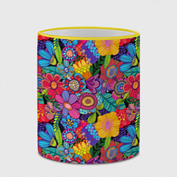 Кружка 3D Яркие цветы, цвет: 3D-желтый кант — фото 2