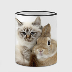 Кружка 3D Кот и кролик пушистые, цвет: 3D-черный кант — фото 2