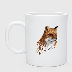Кружка керамическая Полигональный лис, цвет: белый
