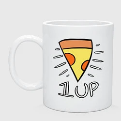 Кружка керамическая Pizza Life 1UP, цвет: белый