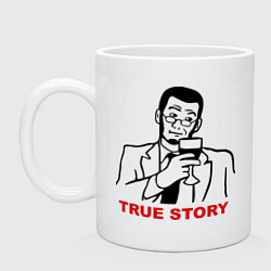 Кружка керамическая True story(правдивая история), цвет: белый