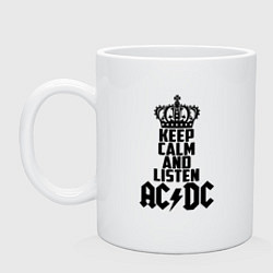Кружка керамическая Keep Calm & Listen AC/DC, цвет: белый
