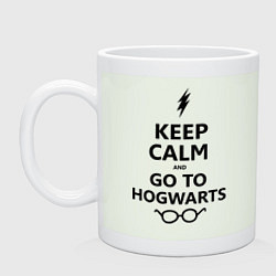 Кружка керамическая Keep Calm & Go To Hogwarts, цвет: фосфор