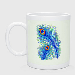 Кружка керамическая Peacock feather, цвет: фосфор