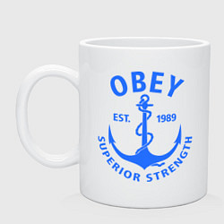 Кружка керамическая OBEY: Suprerior Strength, цвет: белый