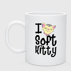 Кружка керамическая I soft kitty, цвет: белый