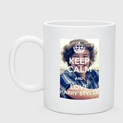 Кружка керамическая Keep Calm & Love Harry Styles, цвет: белый