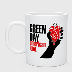 Кружка керамическая Green Day: American idiot, цвет: белый