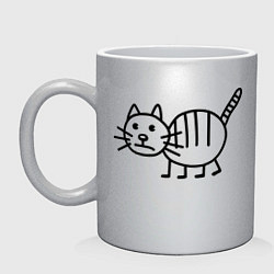 Кружка керамическая Рисунок кота, цвет: серебряный