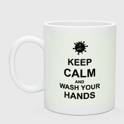 Кружка керамическая Keep Calm & Wash Hands, цвет: фосфор