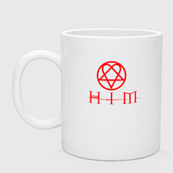 Кружка керамическая HIM LOGO RED, цвет: белый