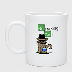 Кружка керамическая Breaking Cat, цвет: белый