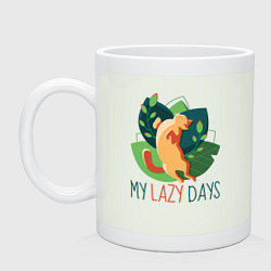 Кружка керамическая Ленивый Кот Мои ленивые дни, цвет: фосфор