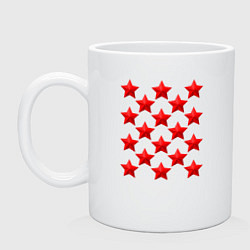 Кружка керамическая Красные звезды, цвет: белый