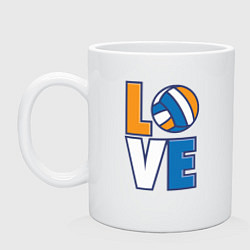 Кружка керамическая Love Volleyball, цвет: белый