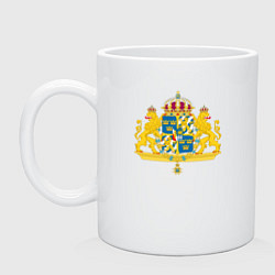Кружка керамическая Швеция Герб Швеции, цвет: белый