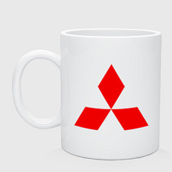 Кружка керамическая Красный логотип Митсубиси, цвет: белый