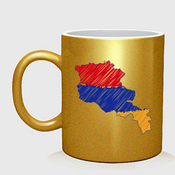Кружка керамическая Карта Армения, цвет: золотой