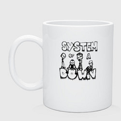 Кружка керамическая Карикатура на группу System of a Down, цвет: белый